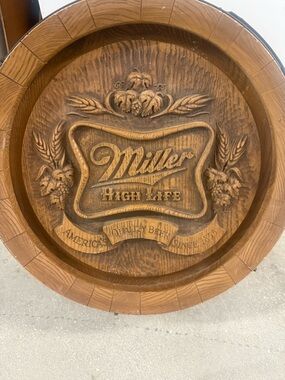 Vintage Miller High Life beer barrel sign. 18" Plastic